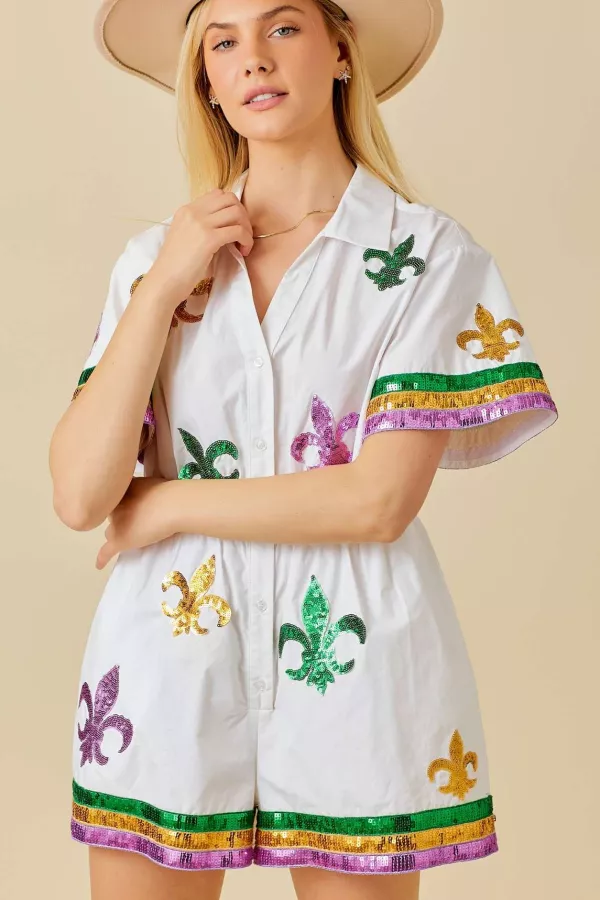 mardi gras romper baby