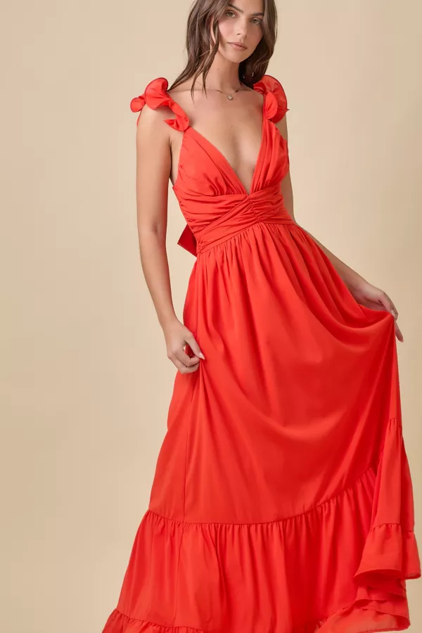 SUMMER MILK RUST WOVEN MAXI DRESS