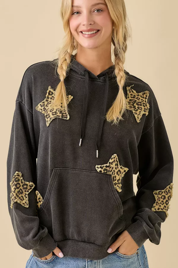 Lace Applique Mineral Wash Baggy Sweatshirt
